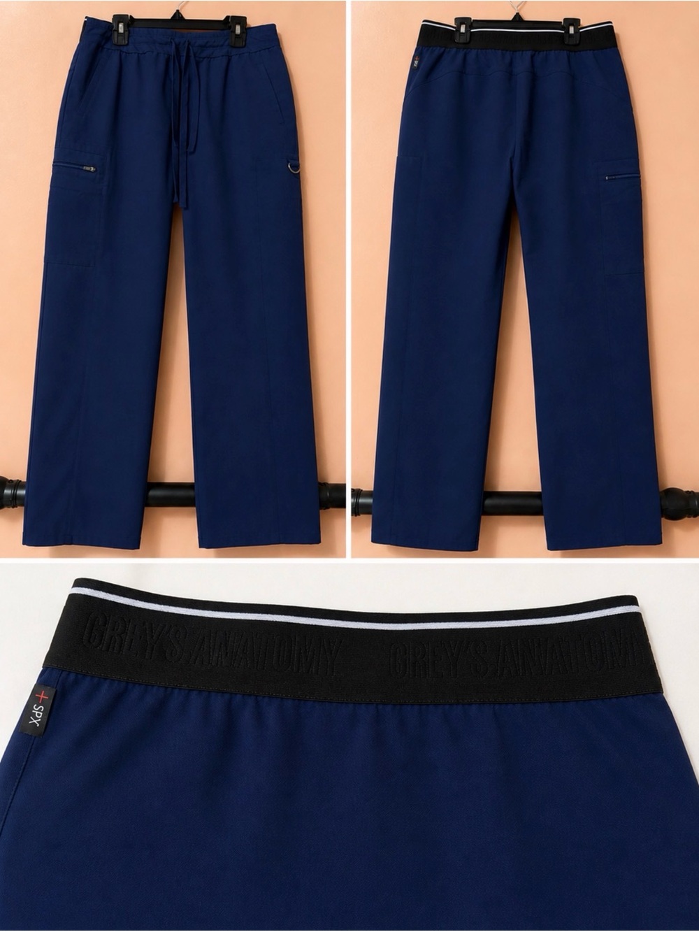 Navy Elastic-Waist Straight Leg Scrub Panga